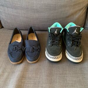 2 pre loved shoes - Jordan 3 and JustFab flats